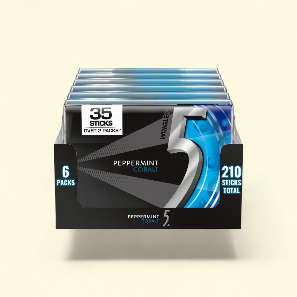 5 GUM Cobalt Peppermint Mega Pack Chewing Gum 6-Count — authentic US product shipped worldwide by Treatspree