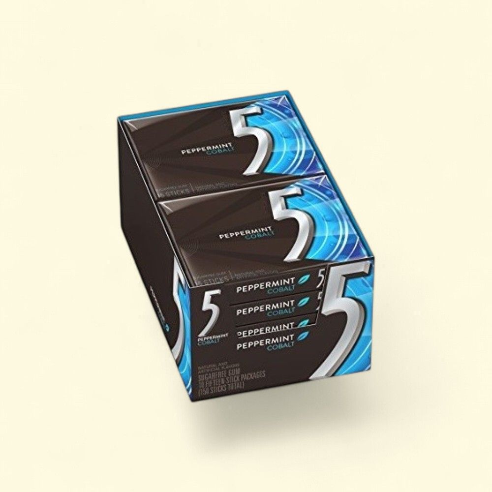 5 Gum Peppermint Cobalt Chewing Gum - 10 Count Pack — authentic US product shipped worldwide by Treatspree