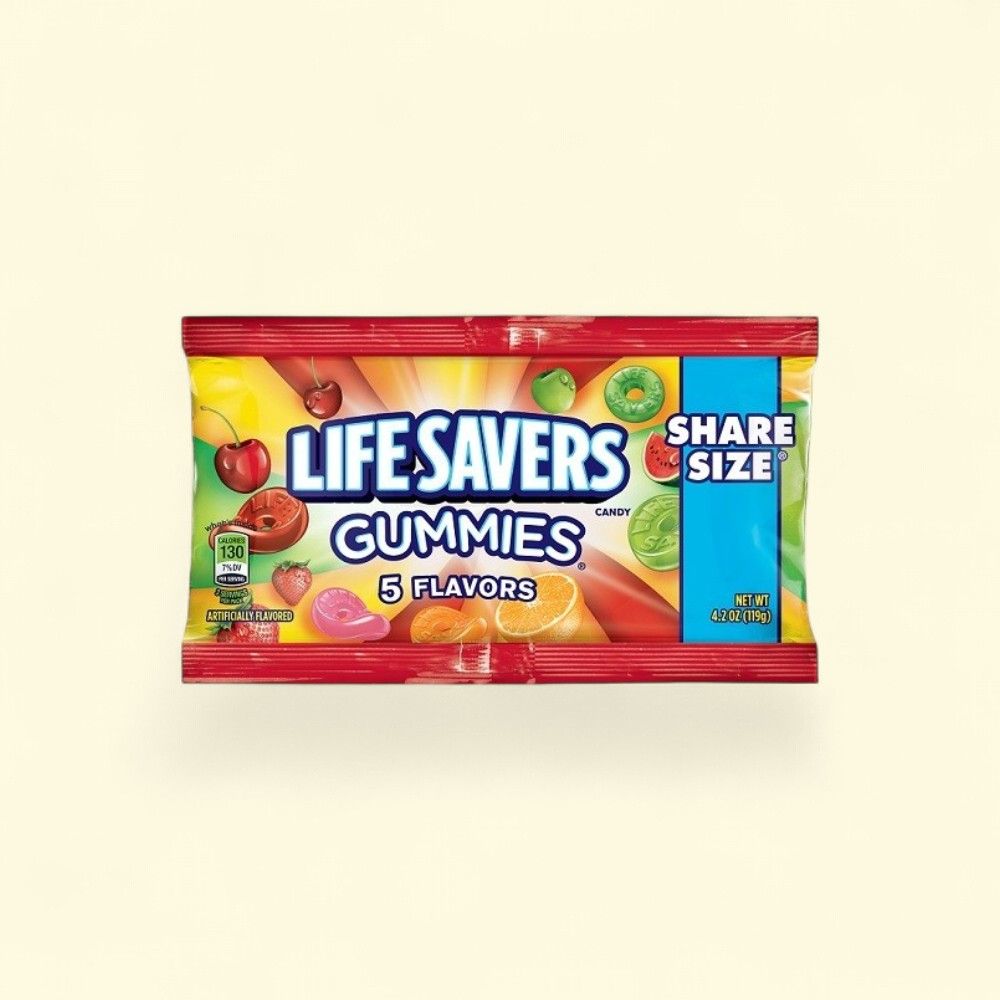 LIFE SAVERS 5 Flavor GUMMIES King Size Chewy Candy (4.2oz) — authentic US product shipped worldwide by Treatspree