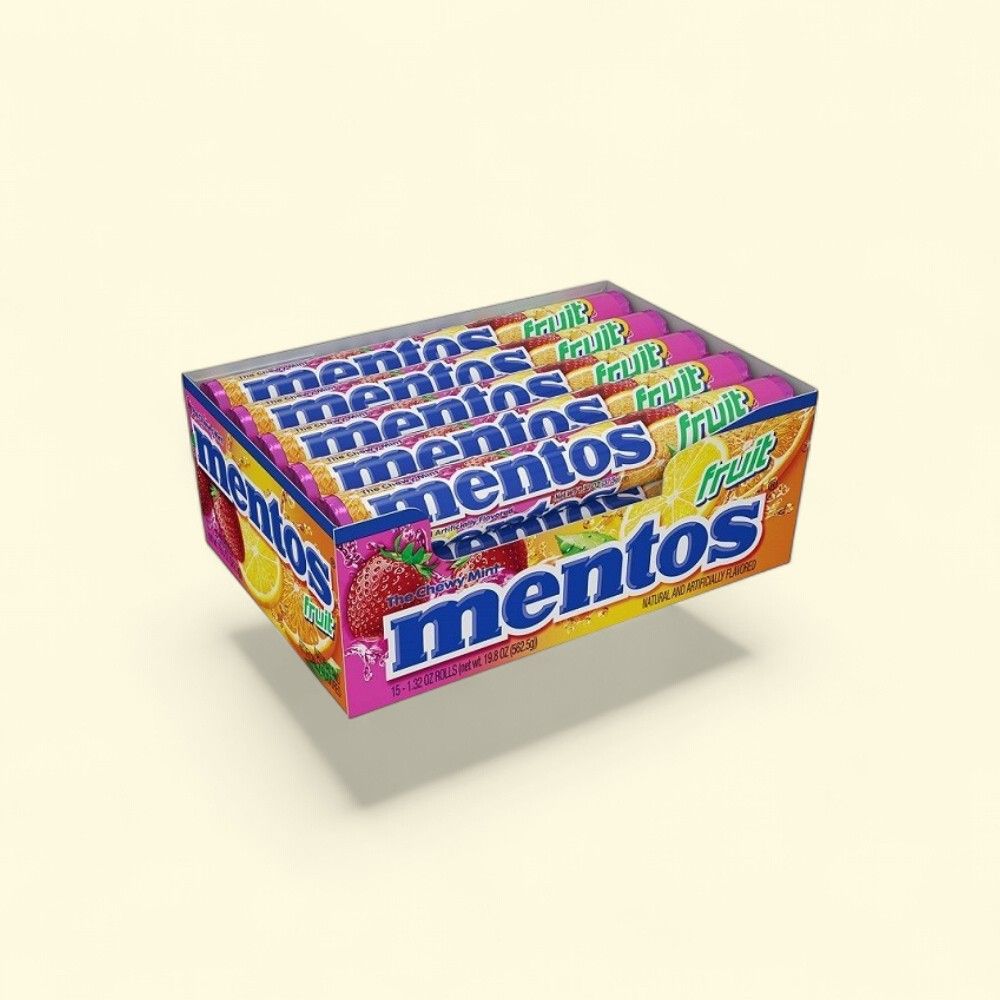 Mentos Mixed Fruit Chewy Candy Rolls, 15 Count — authentic US product shipped worldwide by Treatspree