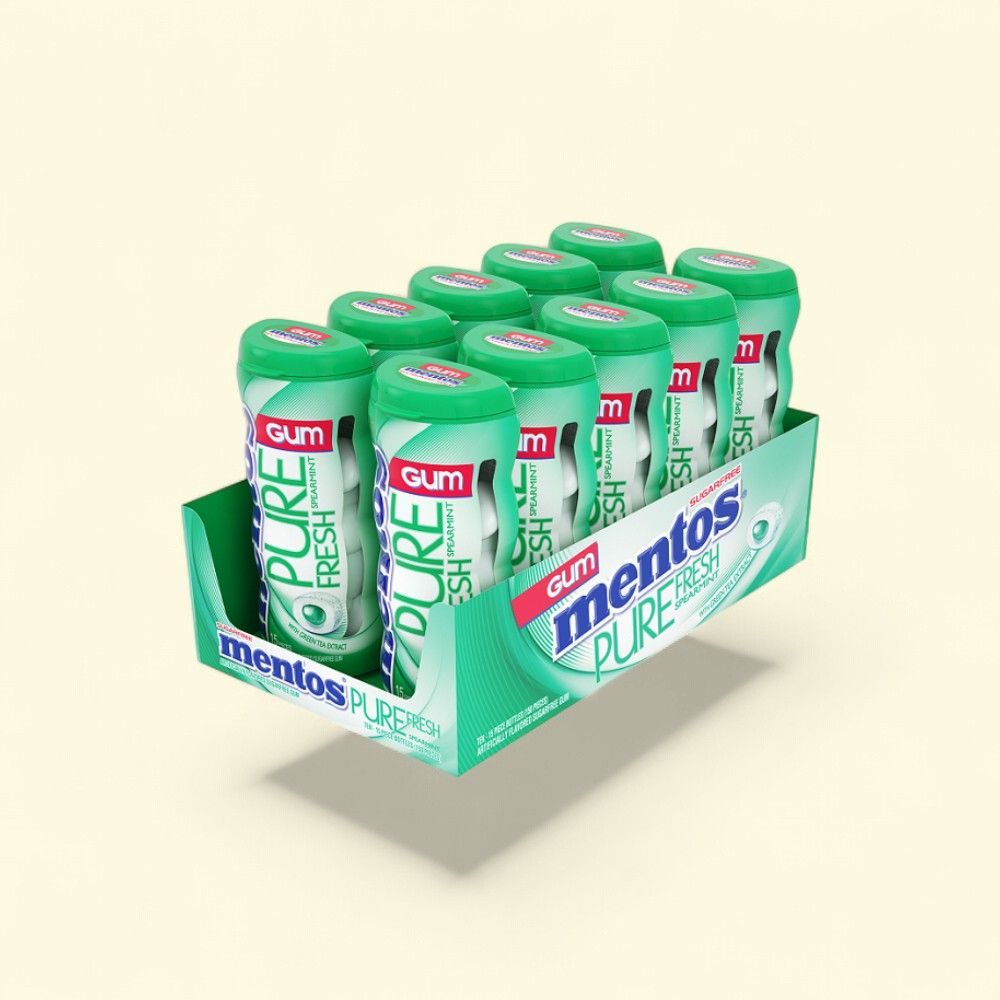 Mentos Spearmint Pure Fresh Chewing Gum (10-Count) — authentic US product shipped worldwide by Treatspree