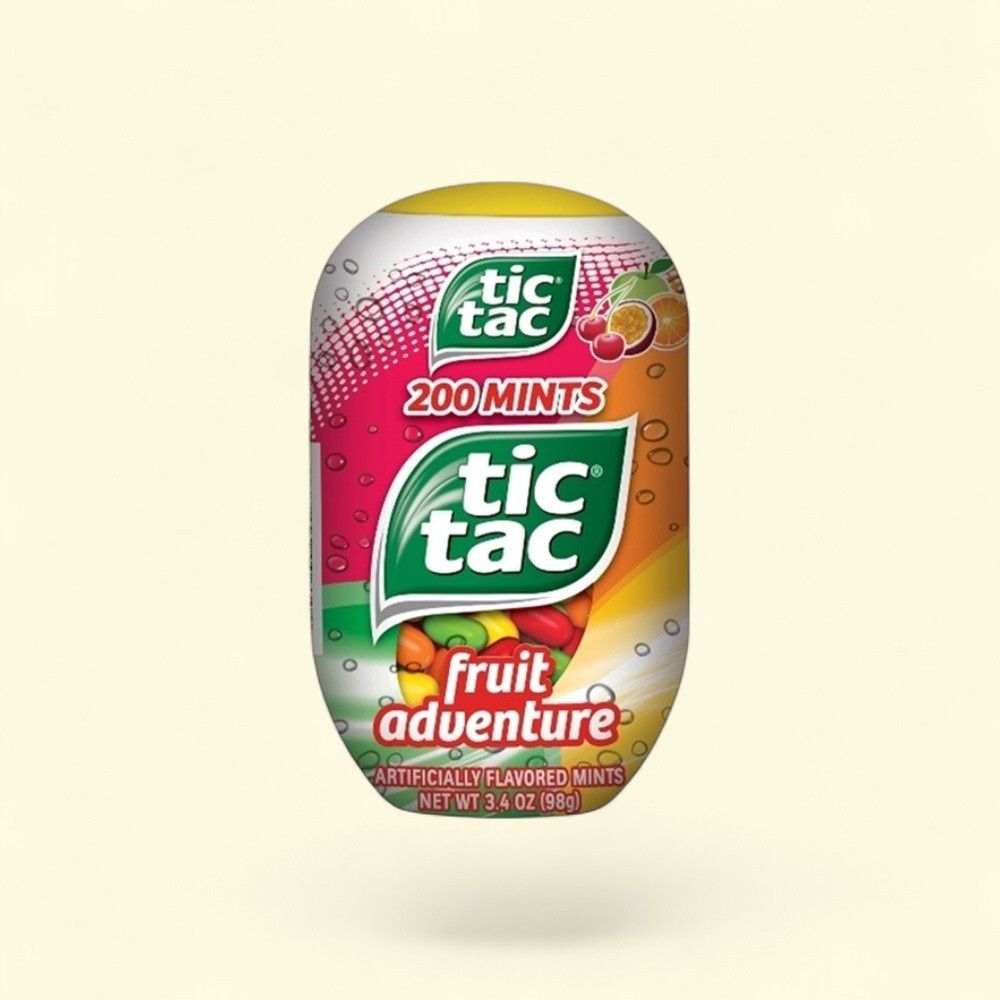 Tic Tac Fruit Adventure Mints, 4-Pack Bottle, 3.4oz — authentic US product shipped worldwide by Treatspree