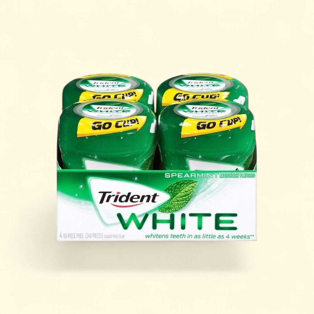 Trident White Spearmint Sugar Free Gum, 60 Count (Pack of 4) — authentic US product shipped worldwide by Treatspree