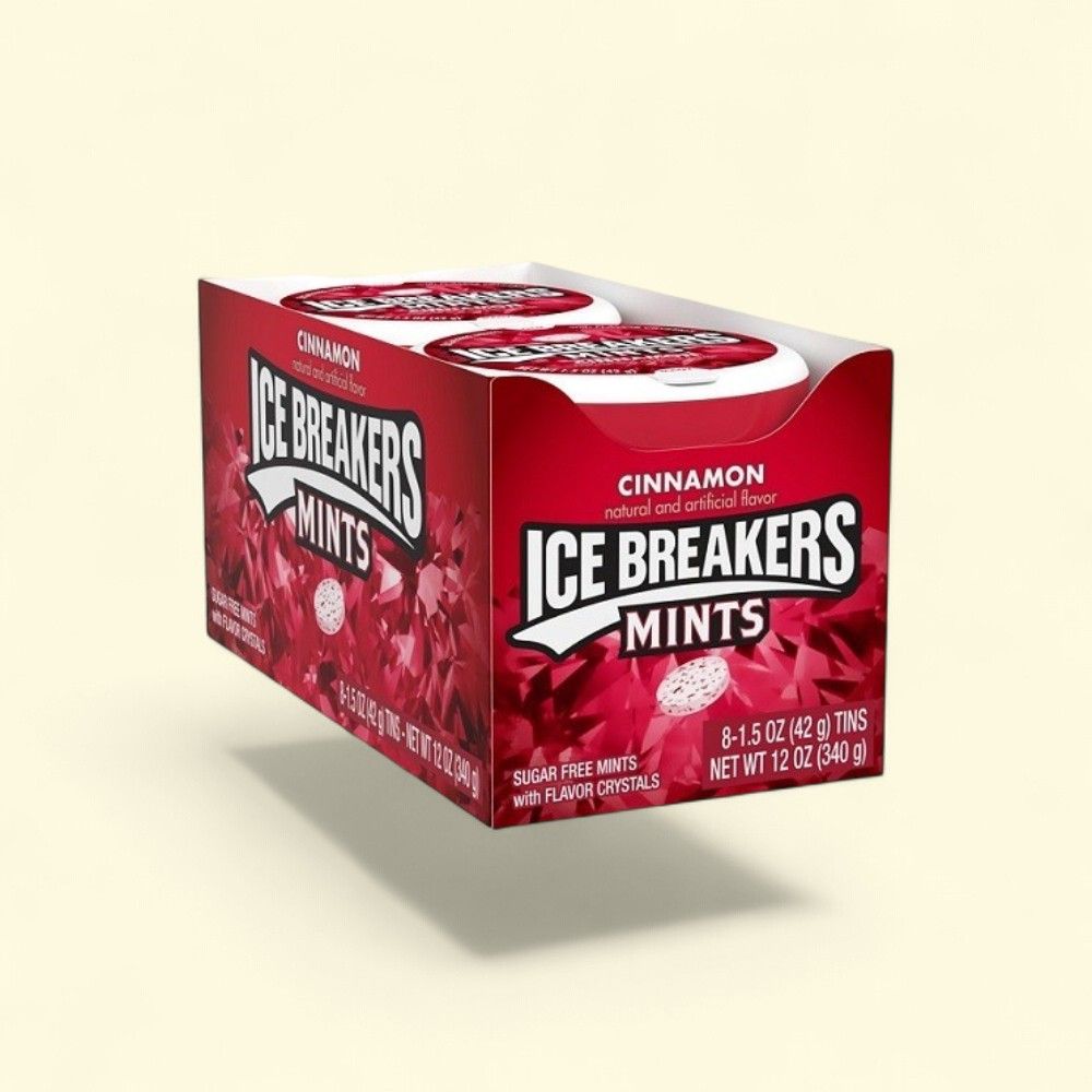 Ice Breakers Sugar Free Cinnamon Mints, 8 Tins — authentic US product shipped worldwide by Treatspree