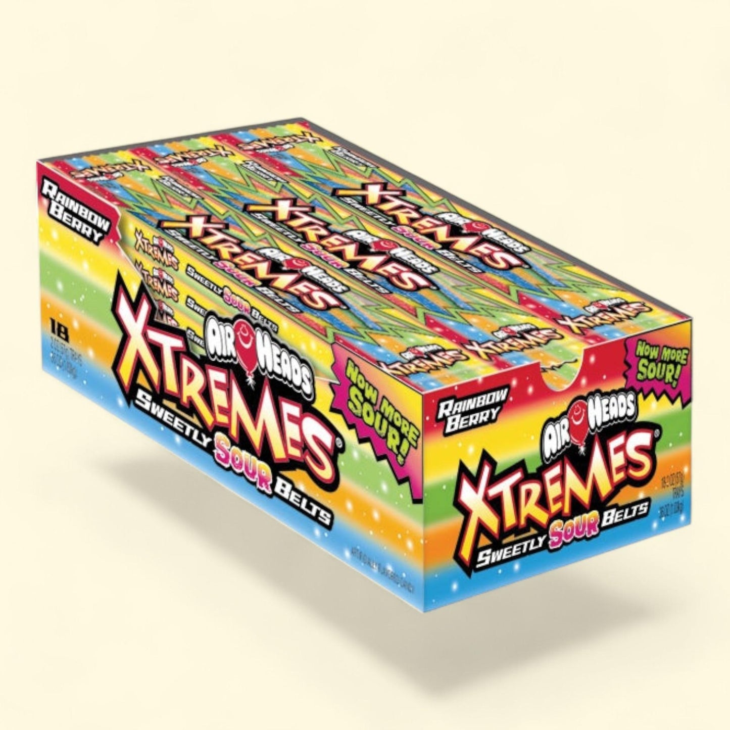 Airheads Xtremes Sweetly Sour Belts, Rainbow Berry, 2 oz, 18-count