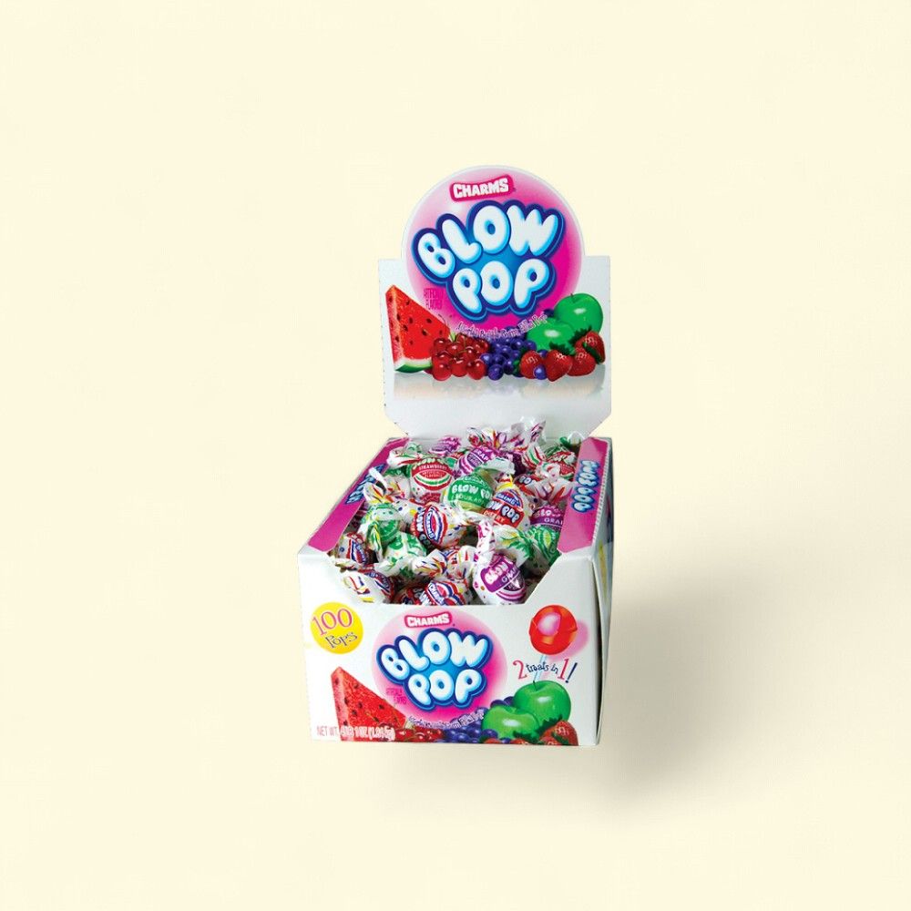 Charms Blow Pop Assorted Lollipops with Bubble Gum Center - 100 Count — authentic US product shipped worldwide by Treatspree