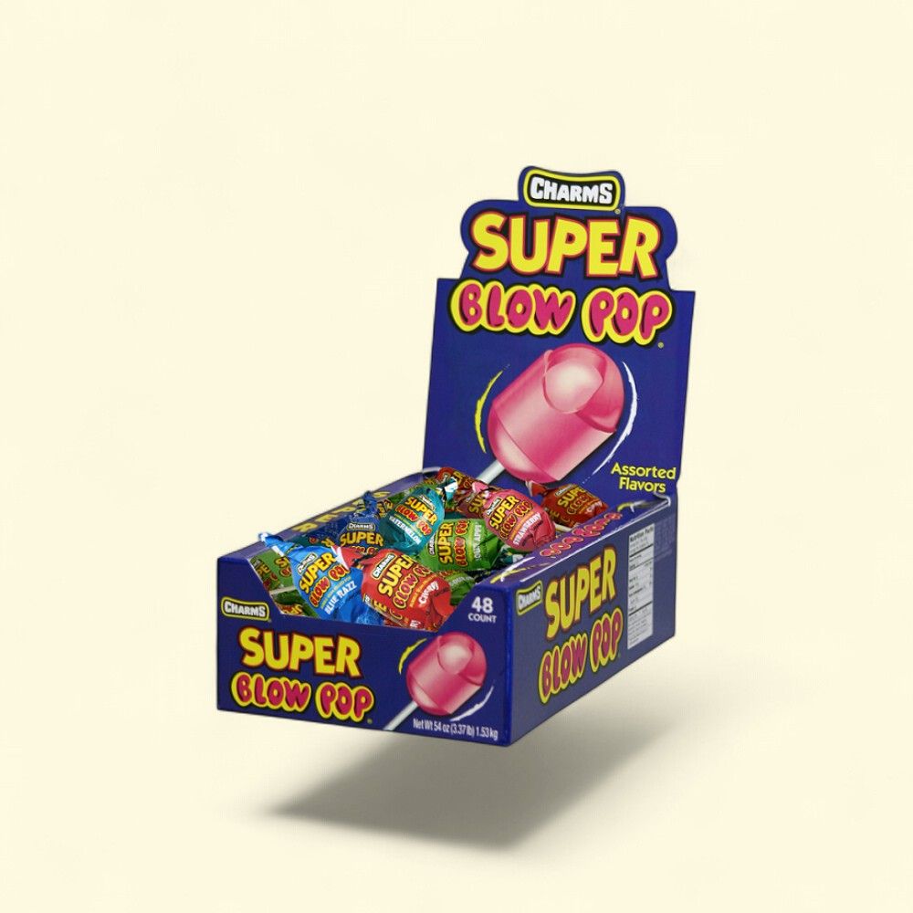 Charms Super Blow Pops Assorted Flavors - 48 Count Bag — authentic US product shipped worldwide by Treatspree