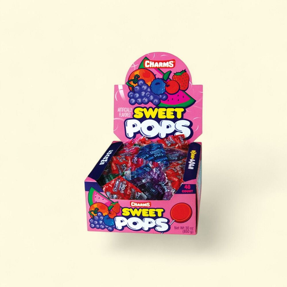 Charms Sweet Pops Candy, Assorted Flavors, 48 Count Bag — authentic US product shipped worldwide by Treatspree