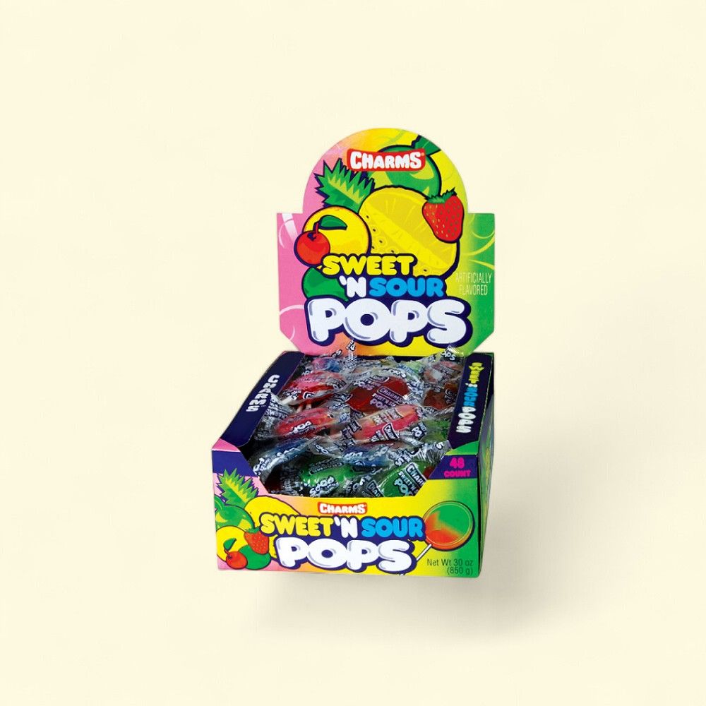 Charms Sweet Sour Flat Pops - 48 Count — authentic US product shipped worldwide by Treatspree