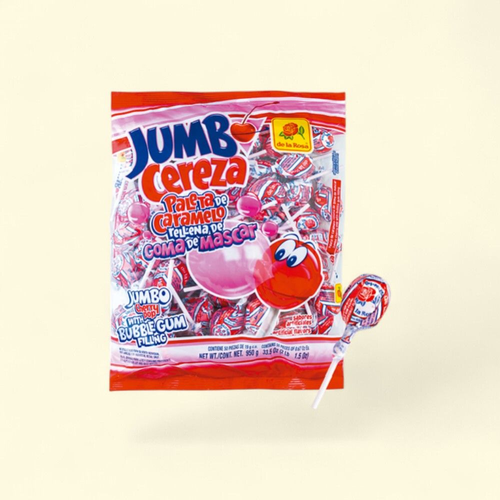 Dela Rosa Jumbo Cereza Pop Candy (50 Count) — authentic US product shipped worldwide by Treatspree