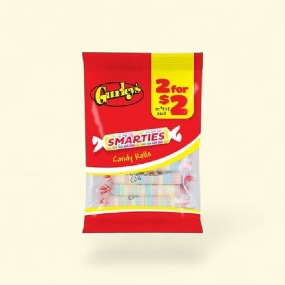 Gurley's Smarties Candy Rolls - 12 Count Pack (2.5oz each) — authentic US product shipped worldwide by Treatspree