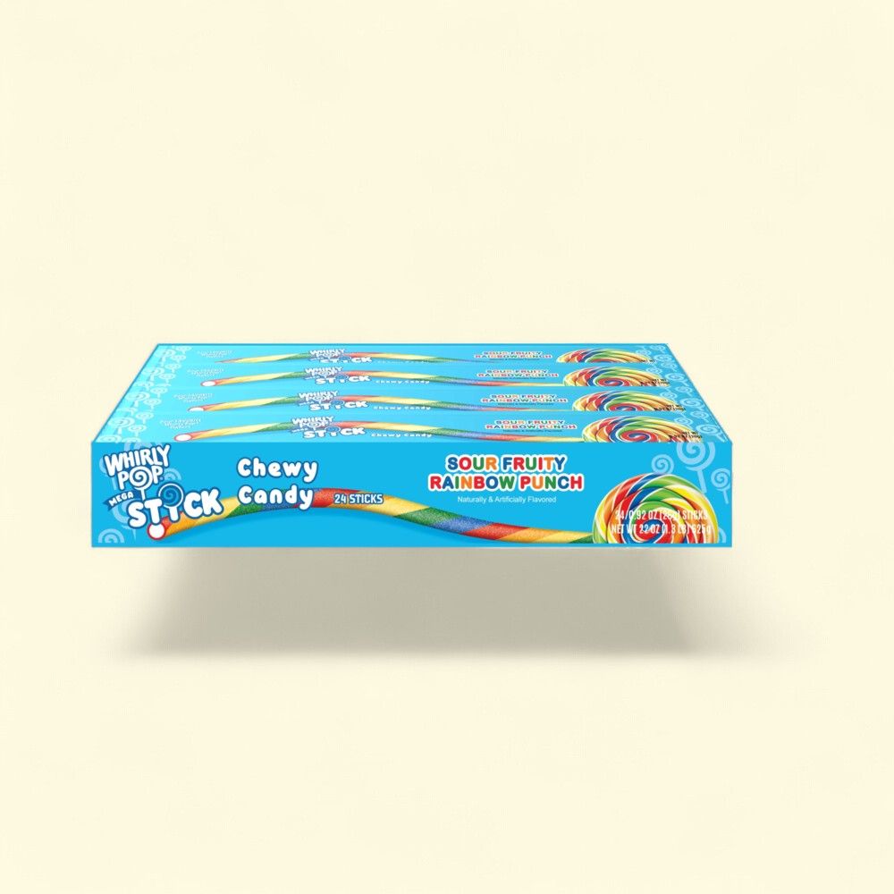 Whirly Pop Sour Fruity Rainbow Punch Lollipops - 24 Pack — authentic US product shipped worldwide by Treatspree