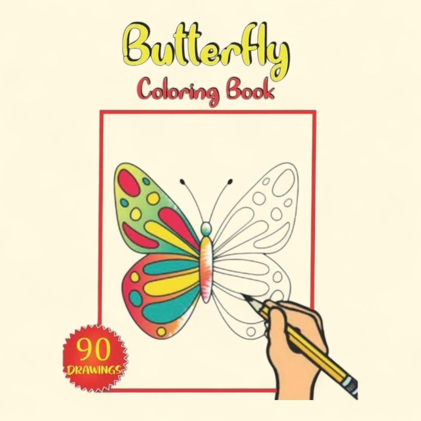 Butterfly Coloring Book, 90 butterflies coloring pages, 8.5 in