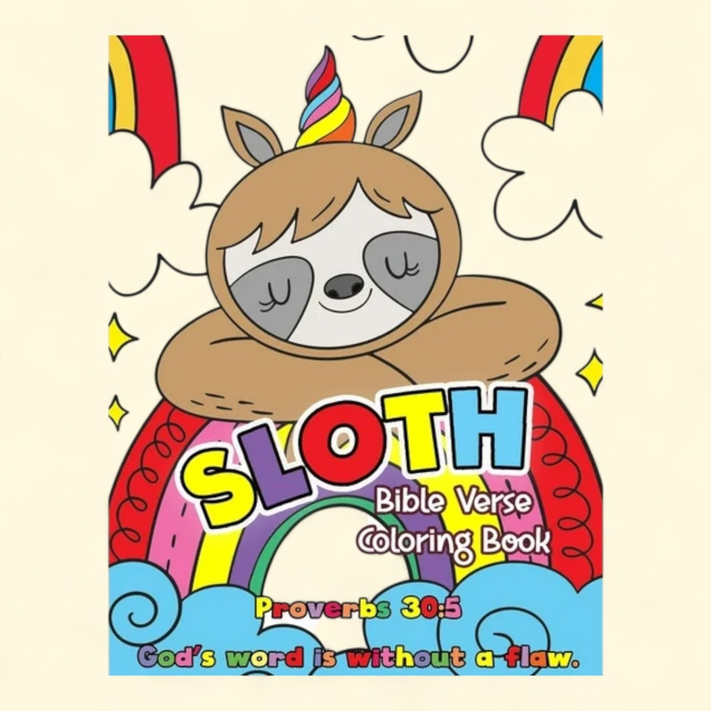 Sloth Bible Verse Coloring Book, Jumbo Bible Word Coloring for Kids, Paperback