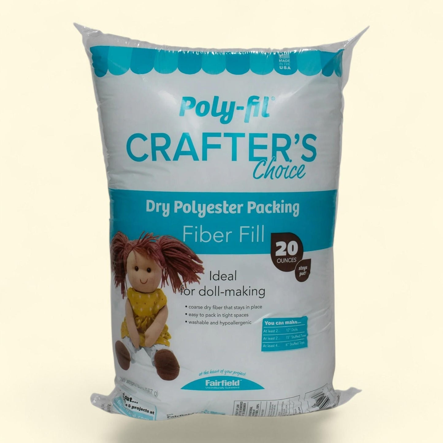 Fairfield Poly-Fil Crafter’s Choice Polyester Fiber Fill, 20 oz.