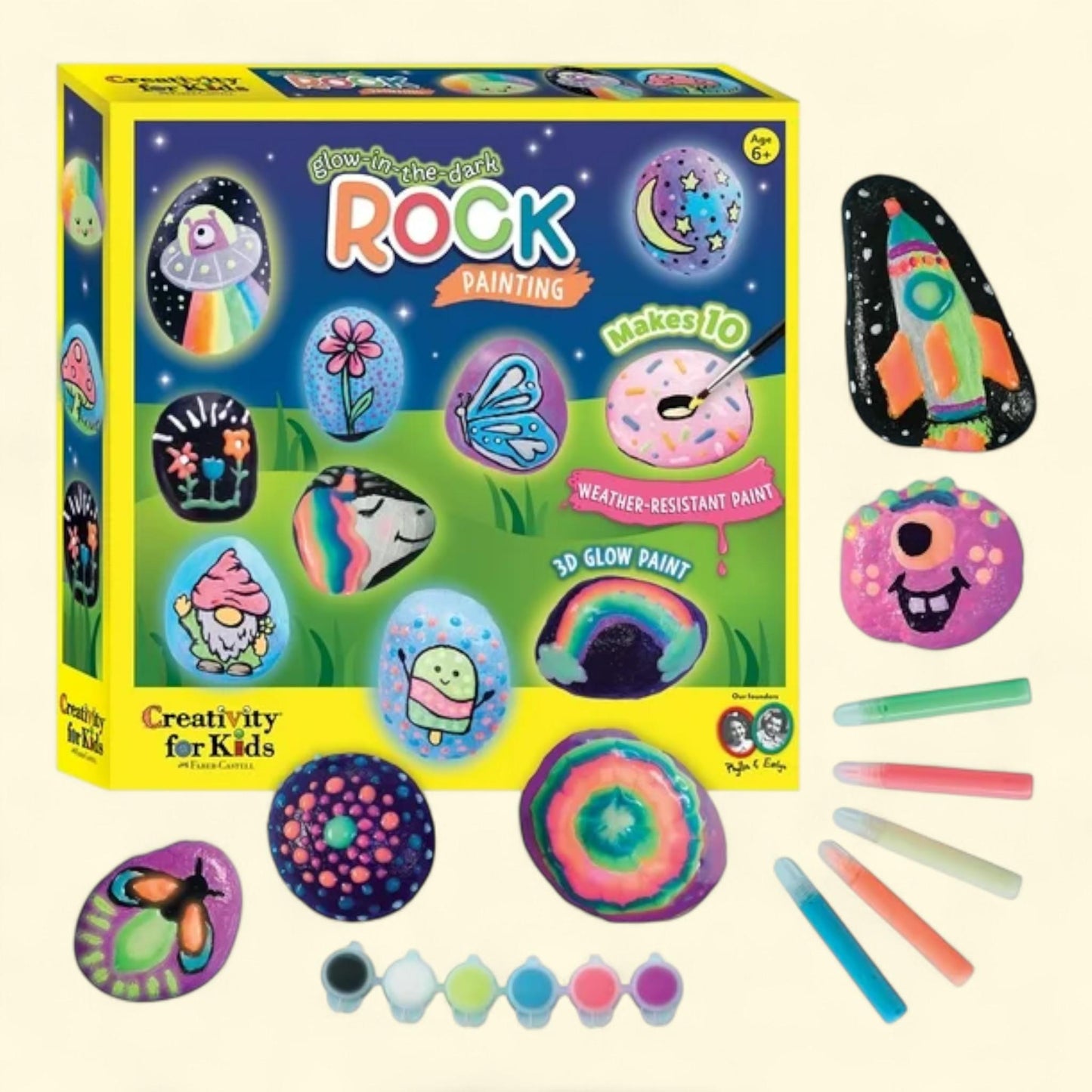 Creativity for Kids Glow in the Dark Rock Painting Kit, Ages 6-8+
