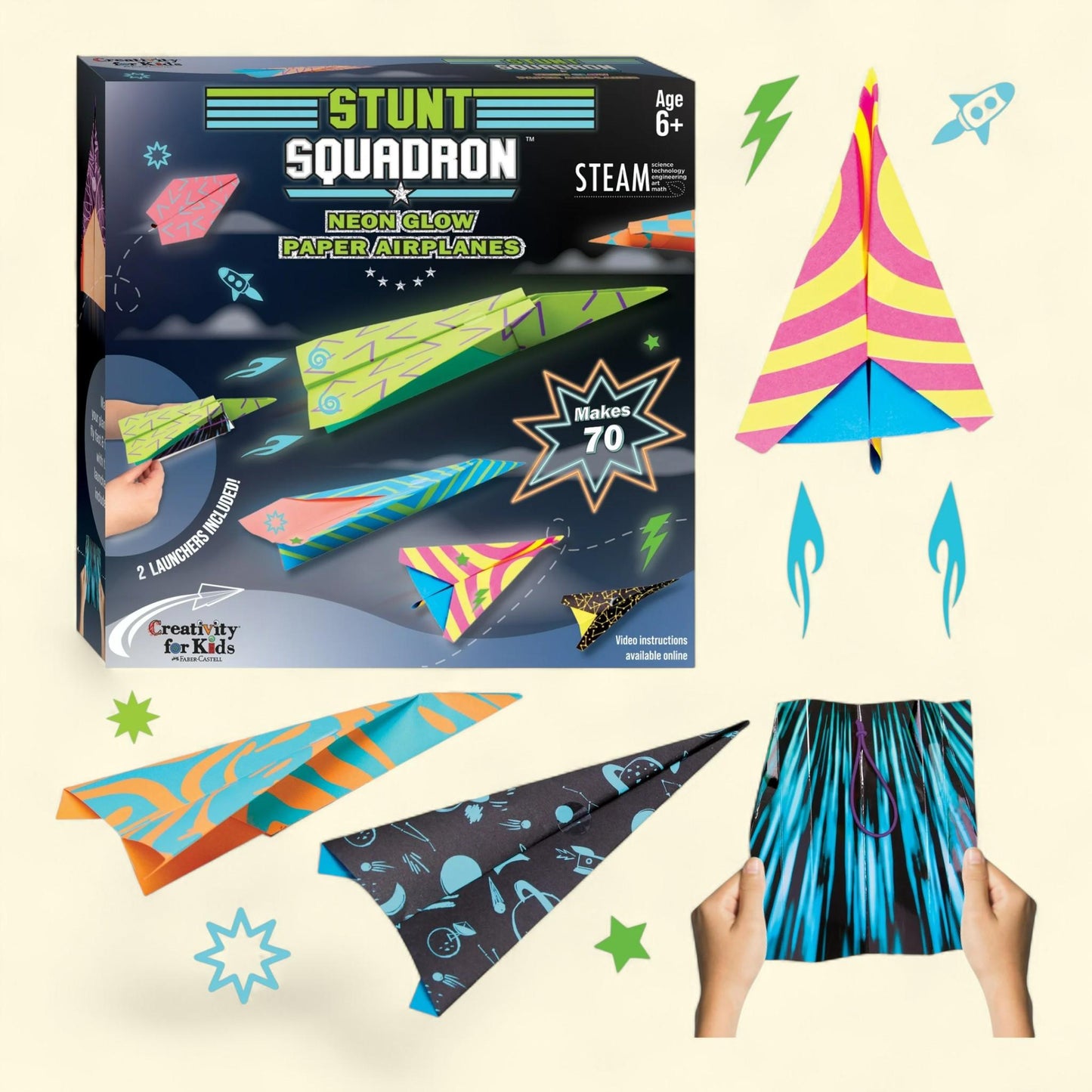 Creativity for Kids Neon Glow Paper Airplanes, Makes 70 Paper Planes