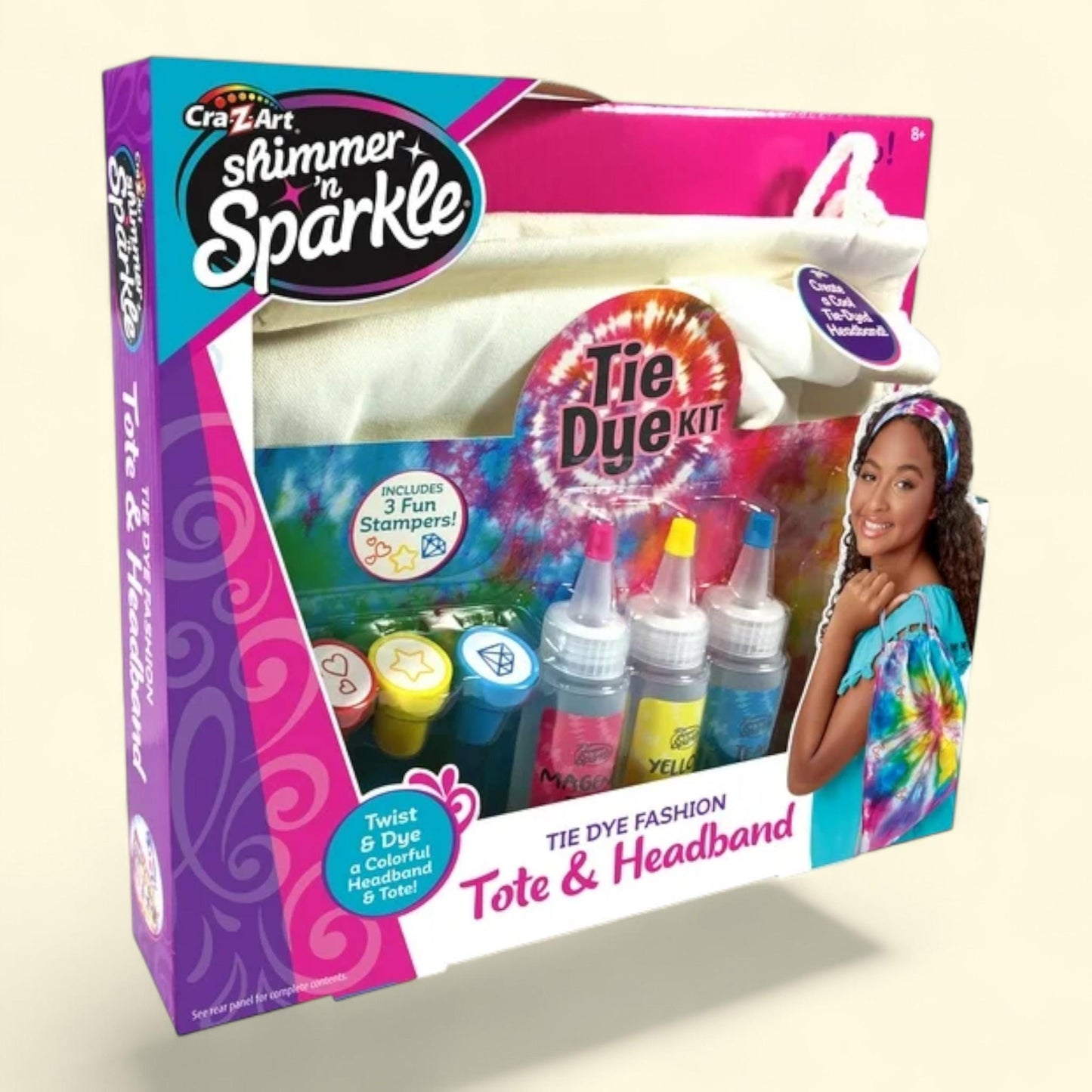 Kit de bricolage « Shimmer 'n Sparkle » : sac fourre-tout et bandeau tie-dye, pour les enfants à partir de 8 ans
