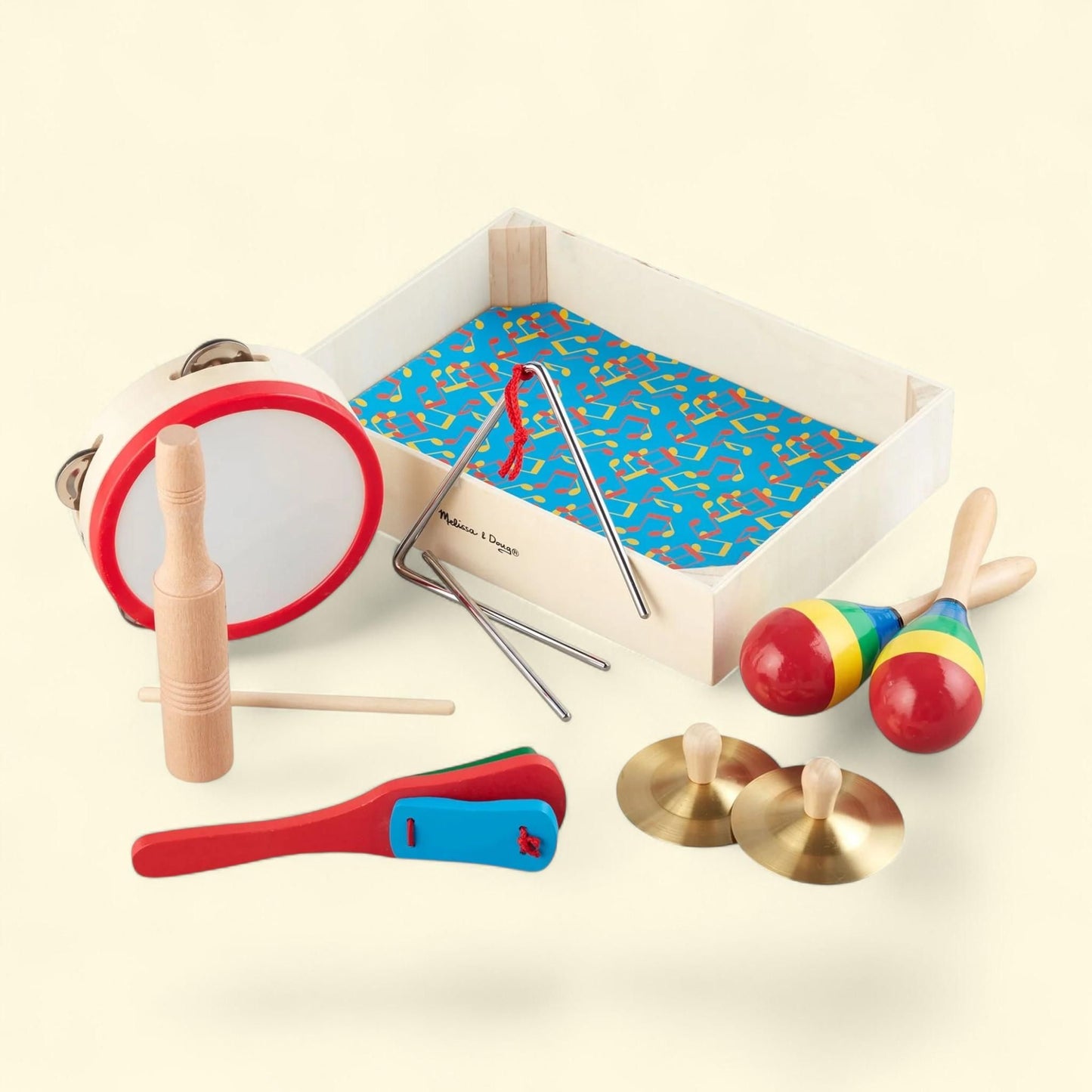 Melissa & Doug Band-in-a-Box Clap! Clang! Tap! 10-Piece Musical Set, Toddler Toys