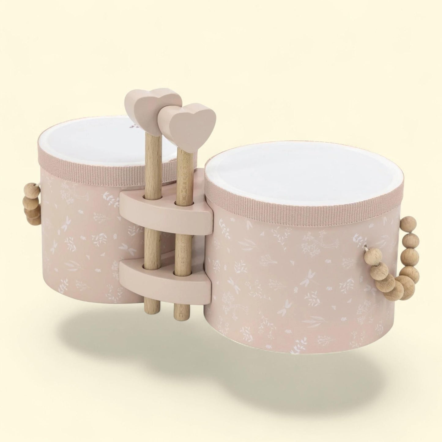 Label Label: Wooden Bongos, Pink, 2 Heart-Shaped Drum Sticks, Carry... — authentic US product shipped worldwide by Treatspree