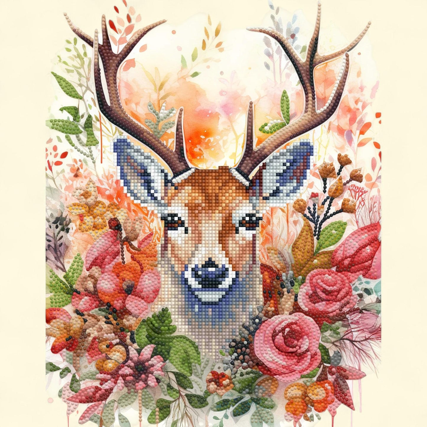 Diamond Dotz, Floral Deer Diamond Painting Kit, 11.02" x 13.98" — authentic US product shipped worldwide by Treatspree