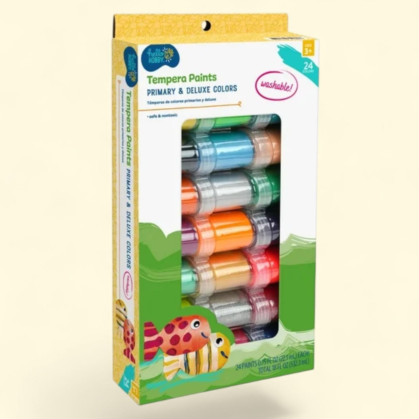 Hello Hobby Washable Tempera Paint, 24 Pack