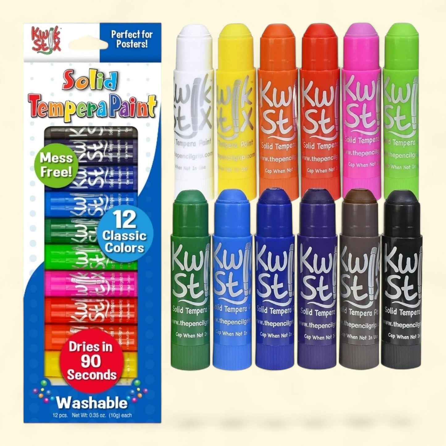 Kwik Stix Tempera Paint Sticks, 12 Count