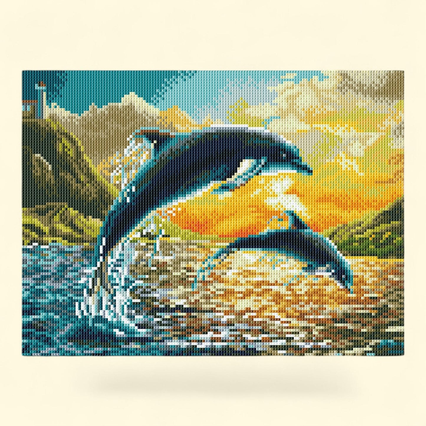 DIAMOND DOTZ, Dolphin Sunset Special Edition Diamond Painting Kit, 12" x 16"