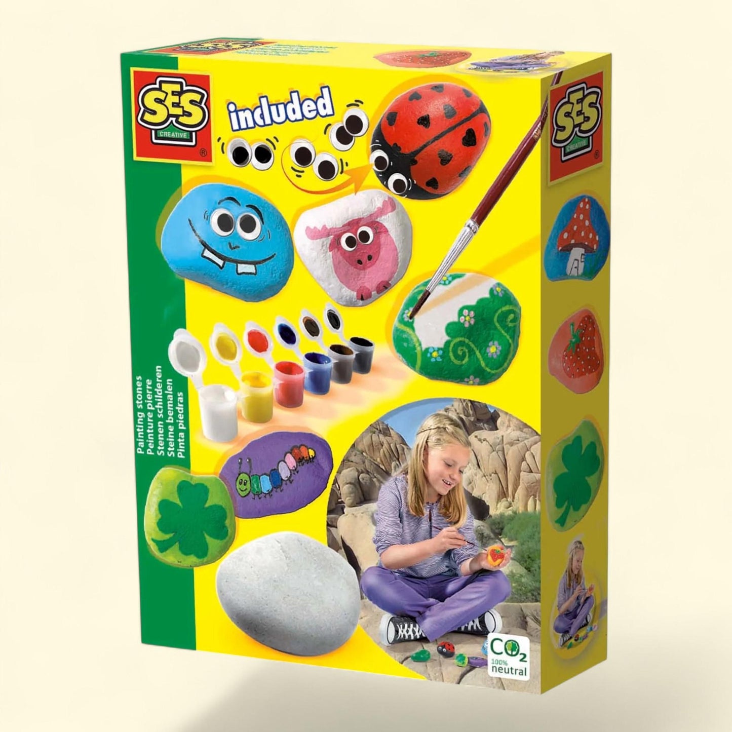 SES Creative: Painting Stones Kit, 5 Flat Stones & 6 Bright Paint Colors