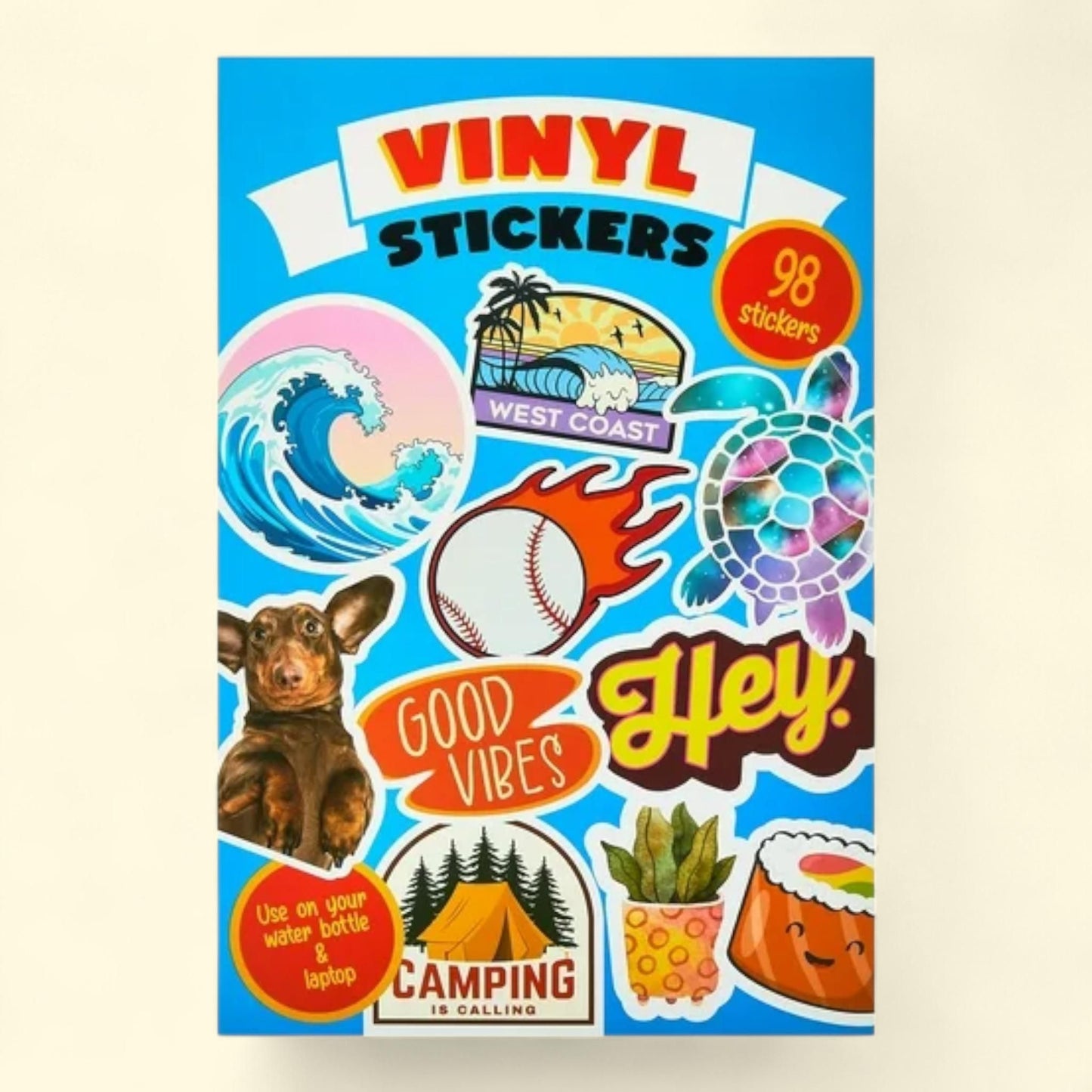 Pen+Gear Vinyl Sticker Book, 14 Sheets with 98 Stickers