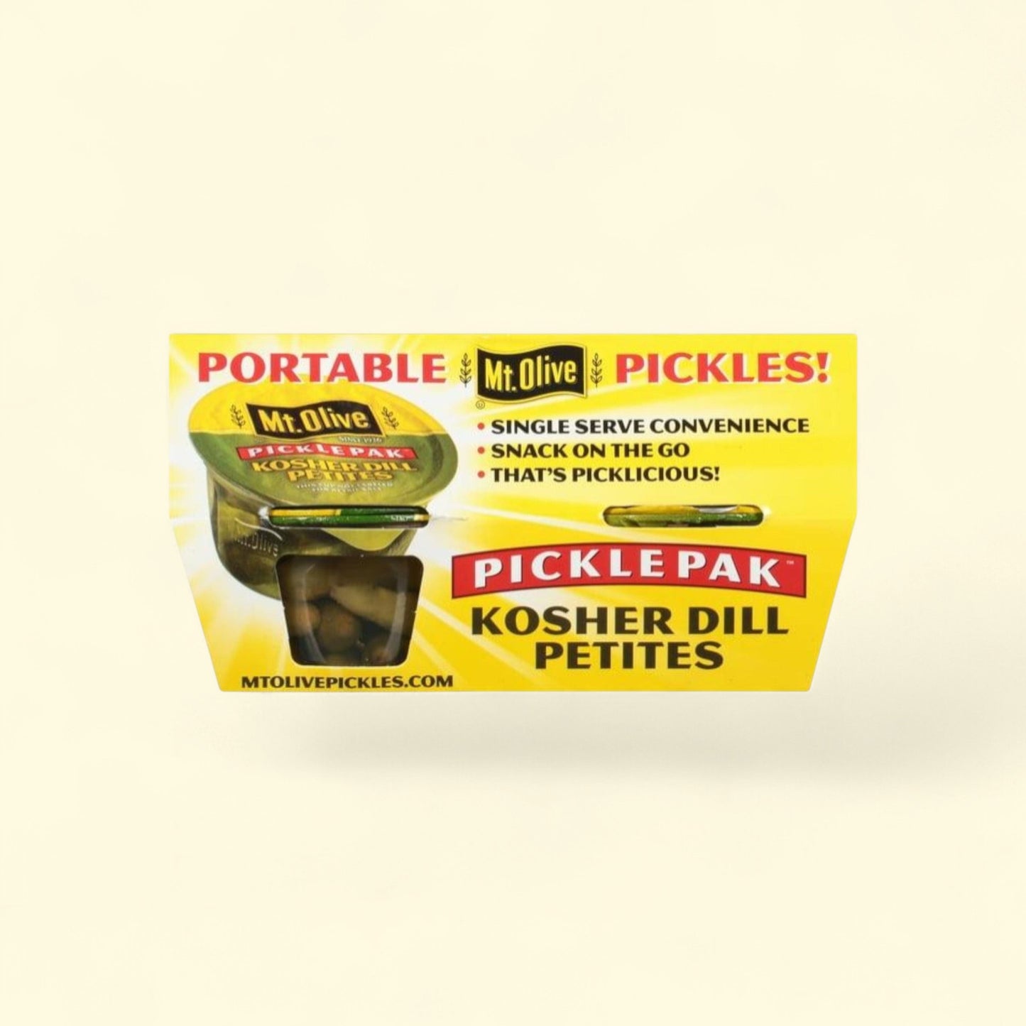 Mt. Olive PicklePak Kosher Dill Petites Pickles, 4 - 3.7 fl oz Cups — authentic US product shipped worldwide by Treatspree