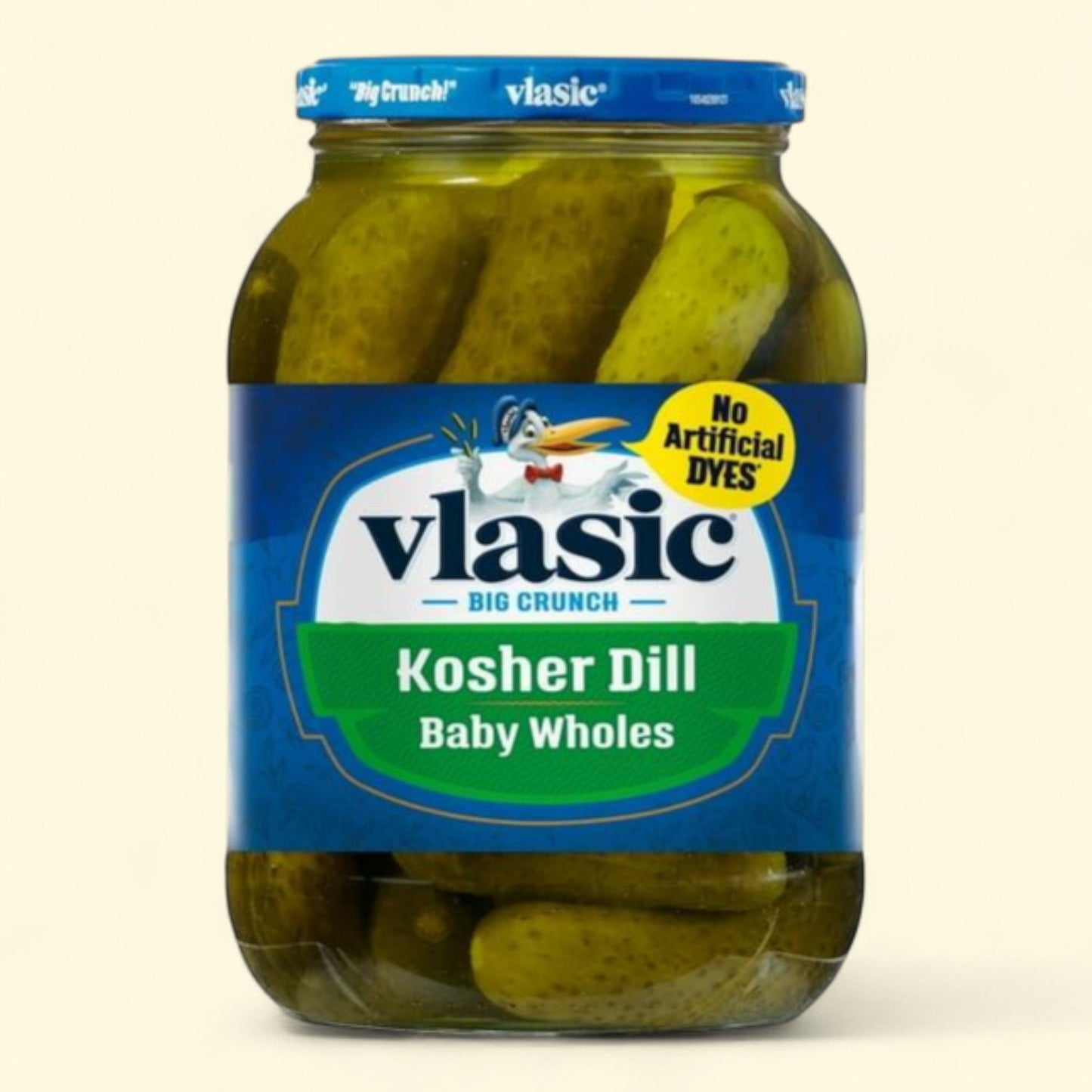 Cornichons à l'aneth casher Vlasic, petits cornichons entiers à l'aneth, bocal de 1,3 l