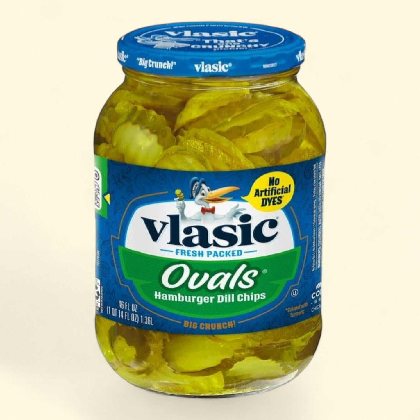 Vlasic Big Crunch Ovals, Dill Pickle Hamburger Chips, 46 fl oz Jar