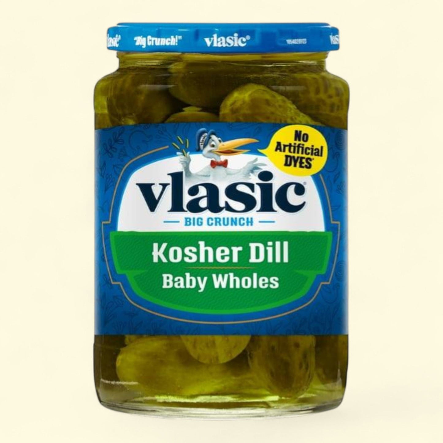 Cornichons à l'aneth casher Vlasic, petits cornichons entiers à l'aneth, bocal de 700 ml