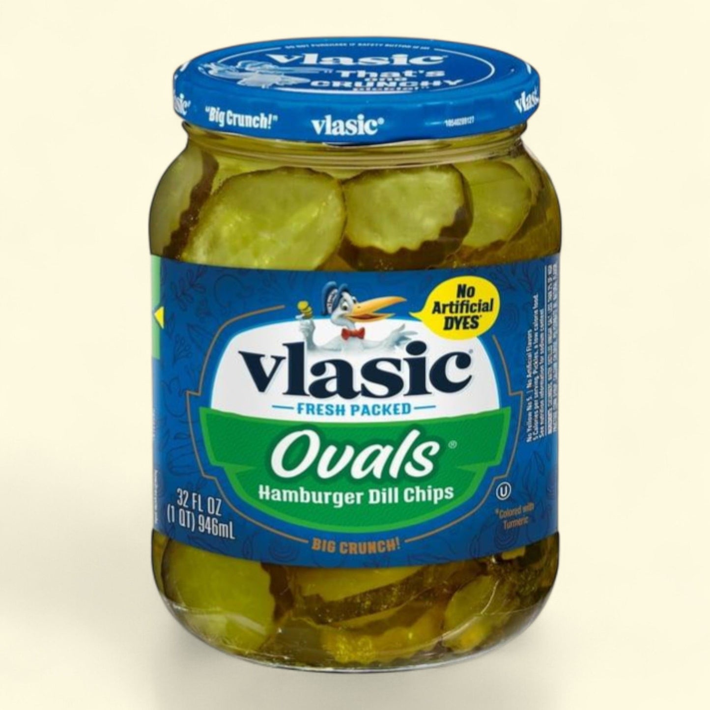 Vlasic Ovals Hamburger Pickle Chips, Dill Pickles, 32 fl oz Jar