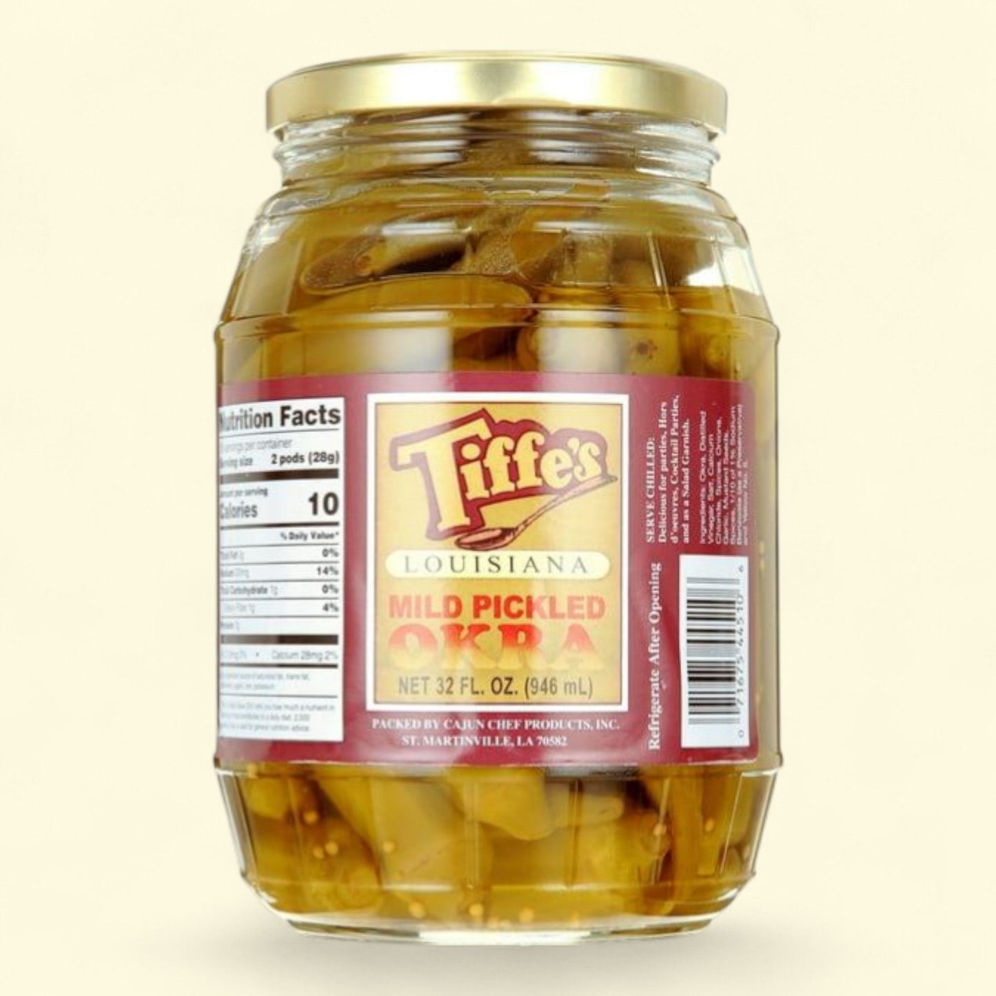 Tiffe's Mild Pickled Okra, Louisiana, 32 fl oz