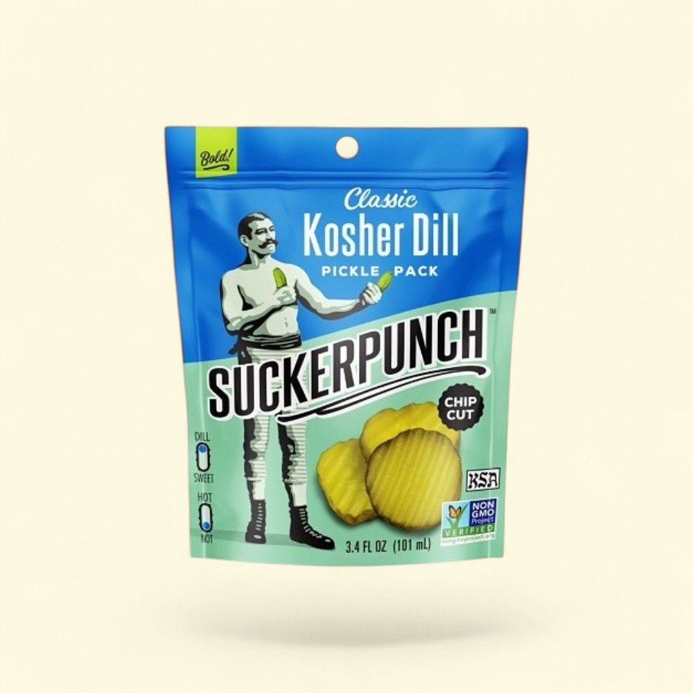 Suckerpunch Classic Dill Pickle Chip Cut Snack Pack 3.4oz — authentic US product shipped worldwide by Treatspree
