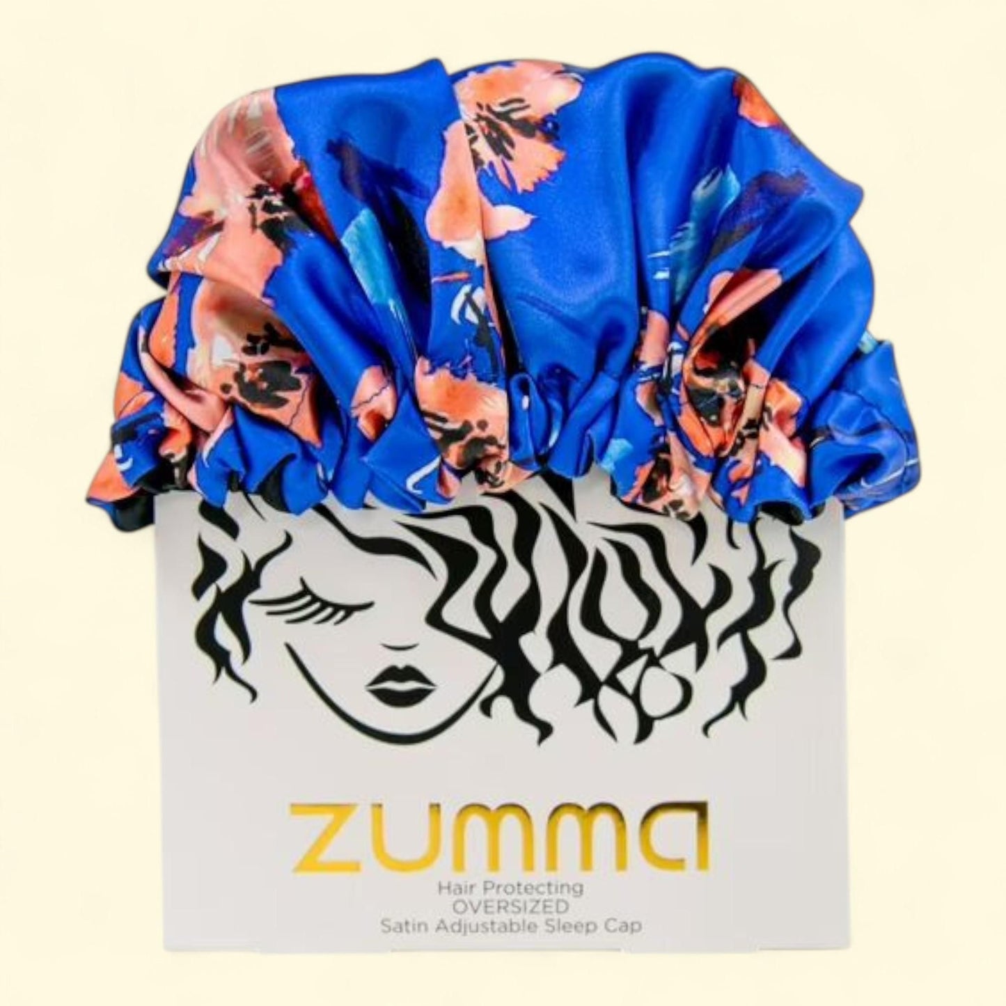 Zumma Satin Sleep Cap, Blue Floral Print, Adjustable — authentic US product shipped worldwide by Treatspree