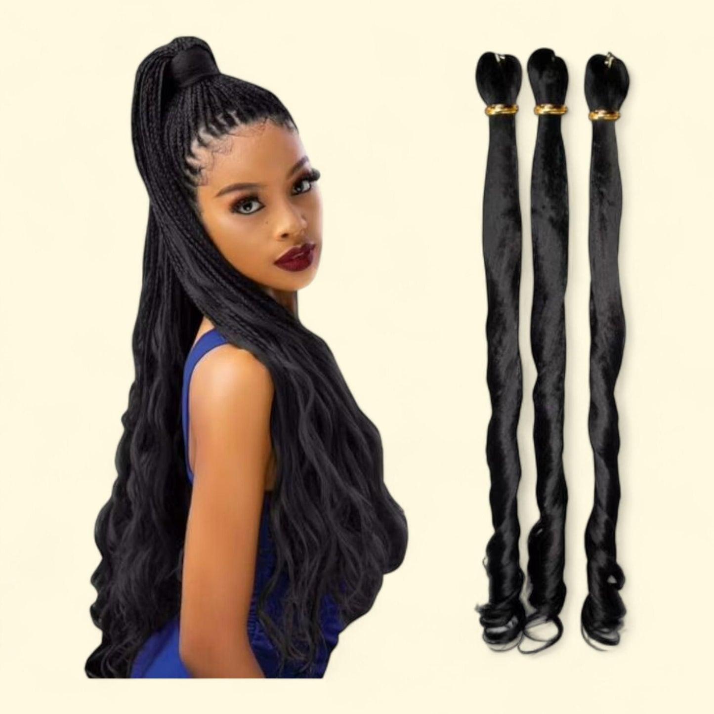 Darling Braid Hair 3X Pack, 52 inch, #1B