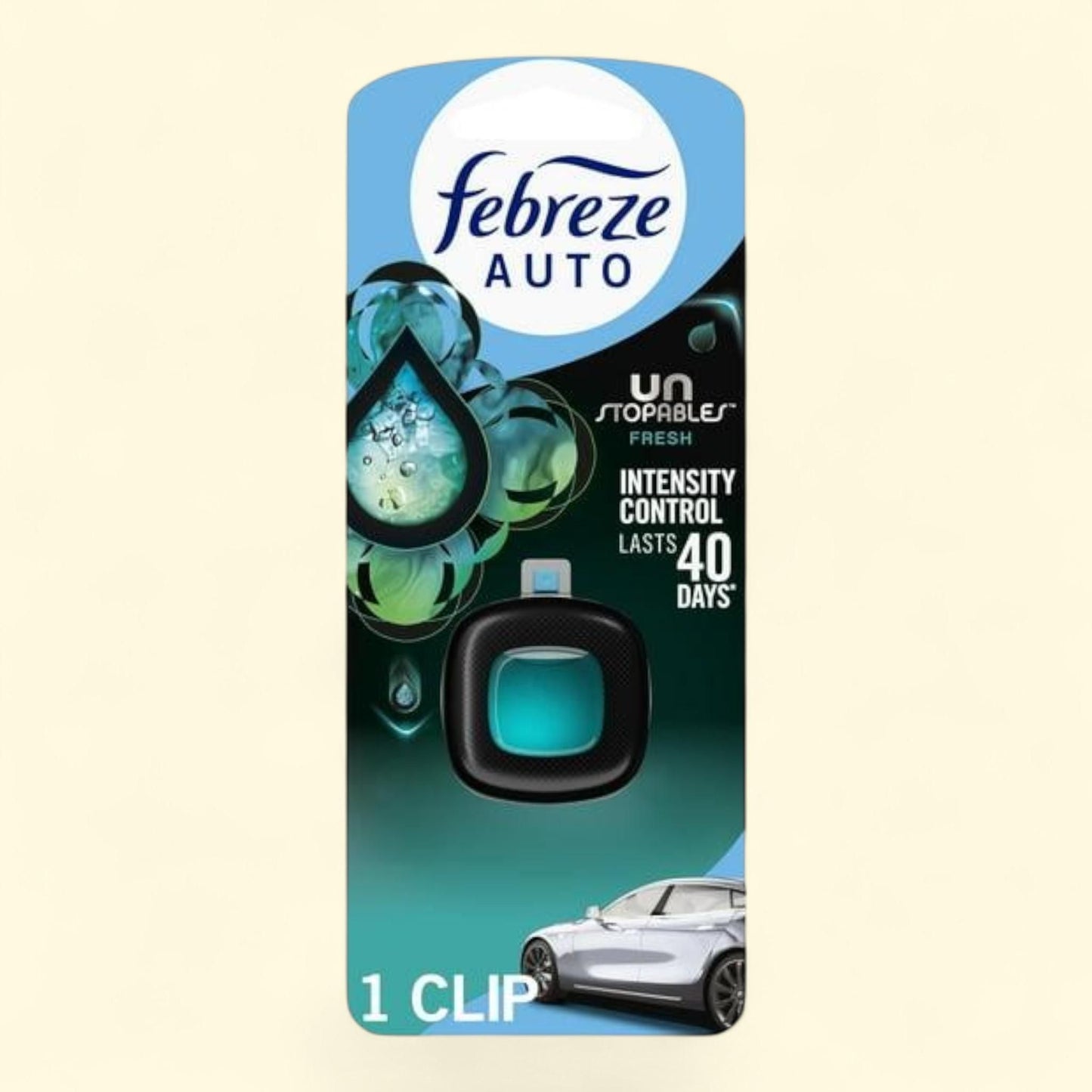 Febreze AUTO Car Air Freshener, Unstopables Fresh, Vent Clip