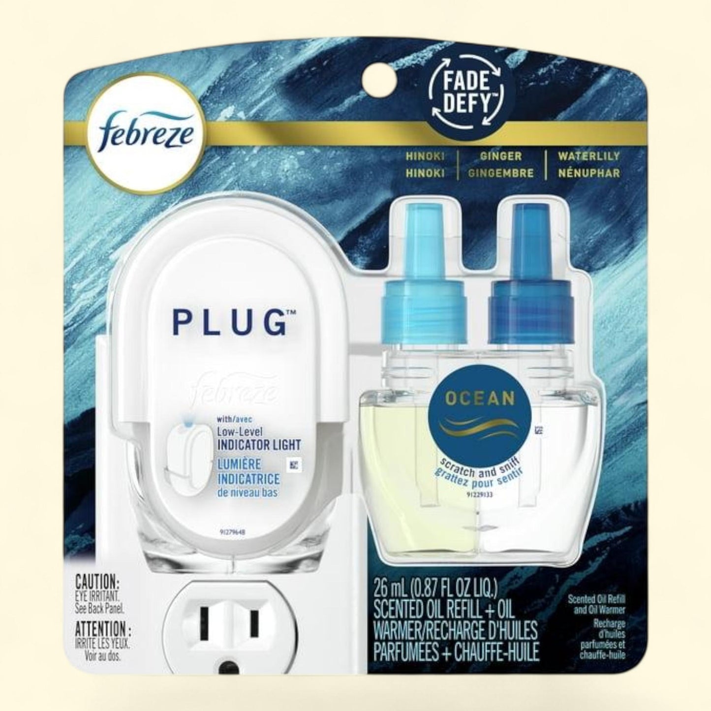 Febreze Plug In Air Freshener, Ocean Scent, Warmer + 1 Refill