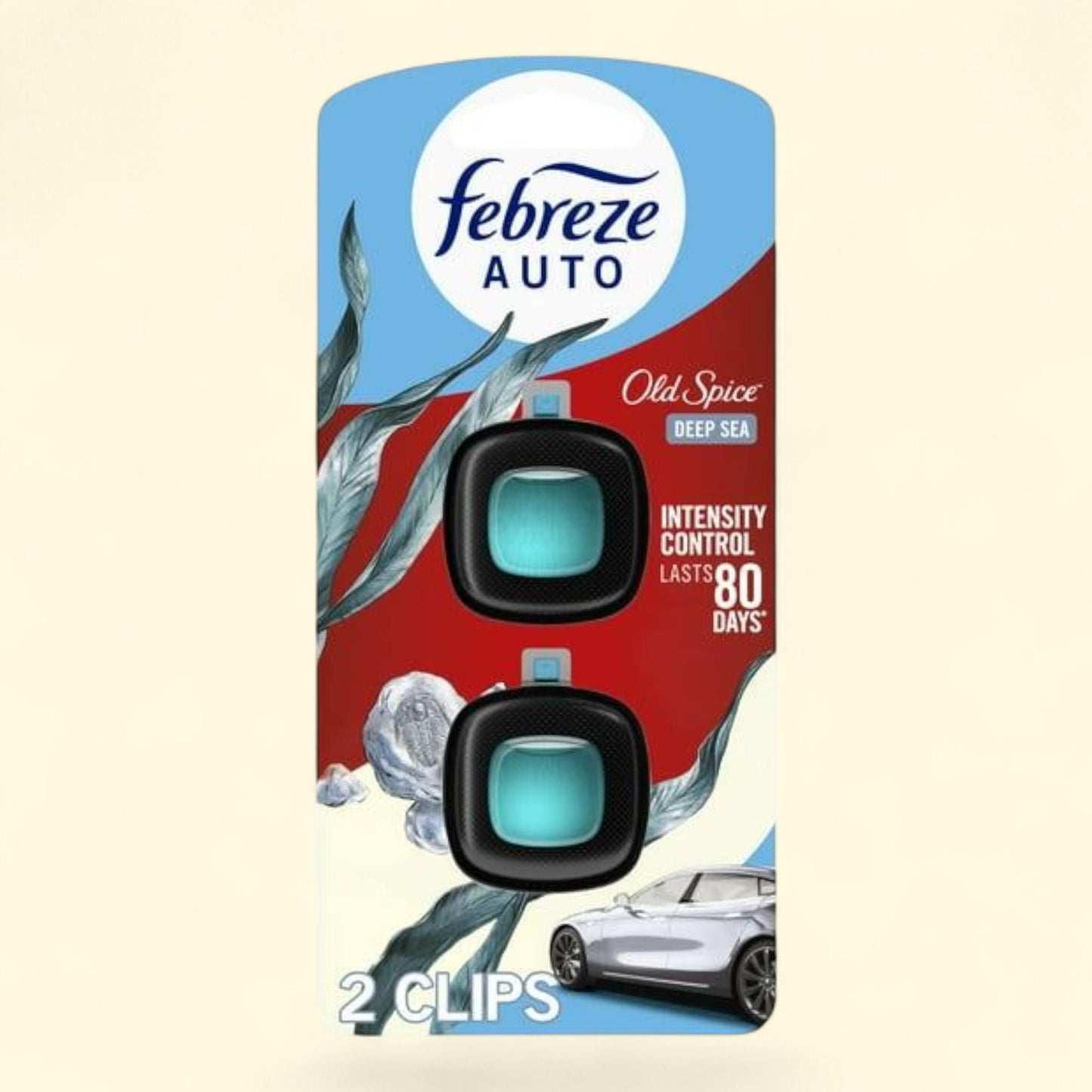 Febreze AUTO Car Air Freshener, Old Spice Deep Sea, 2 Count