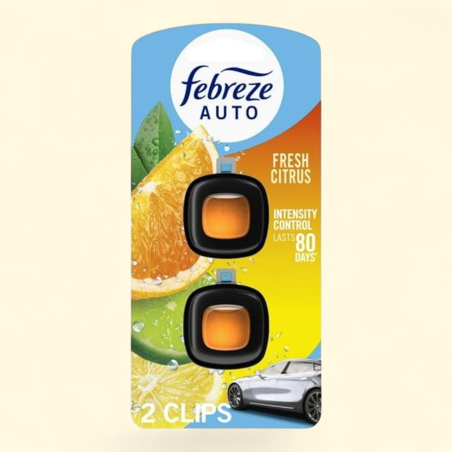 Febreze Auto Air Freshener, Fresh Citrus Scent, 2 Count
