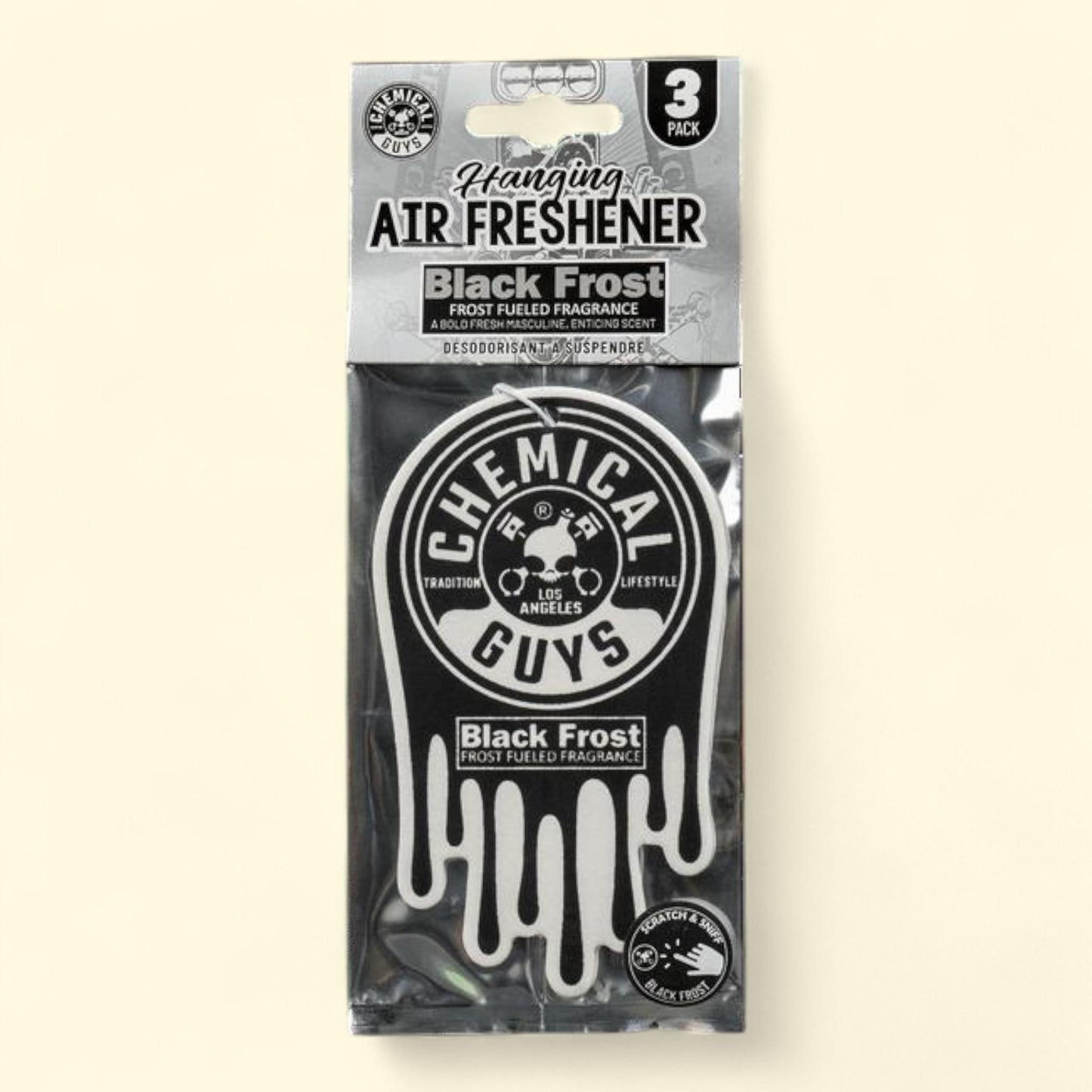 Chemical Guys Hanging Air Freshener, Black Frost, 3-pack