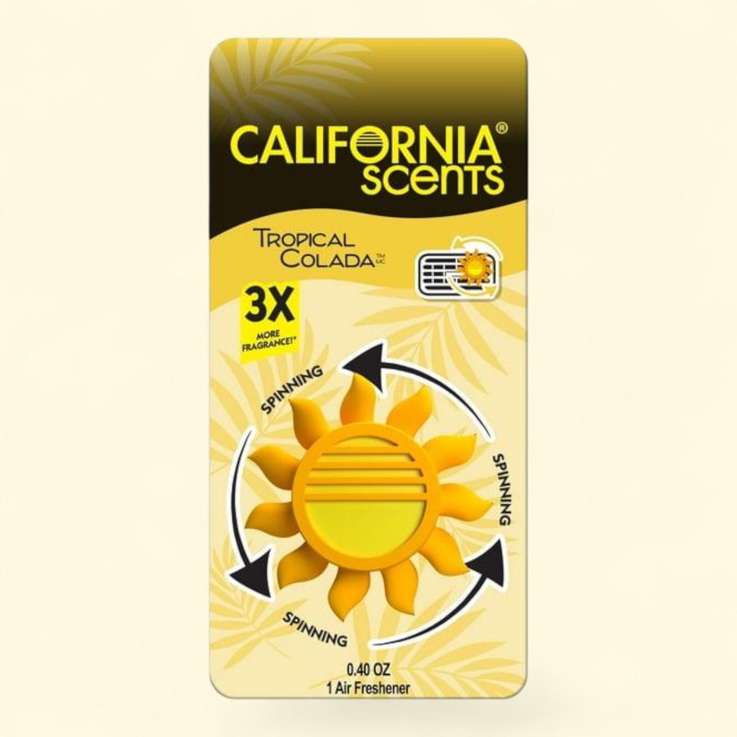 California Scents Sun Spinner Car Air Freshener Vent Clip, Tropical Colada, 1 Pack
