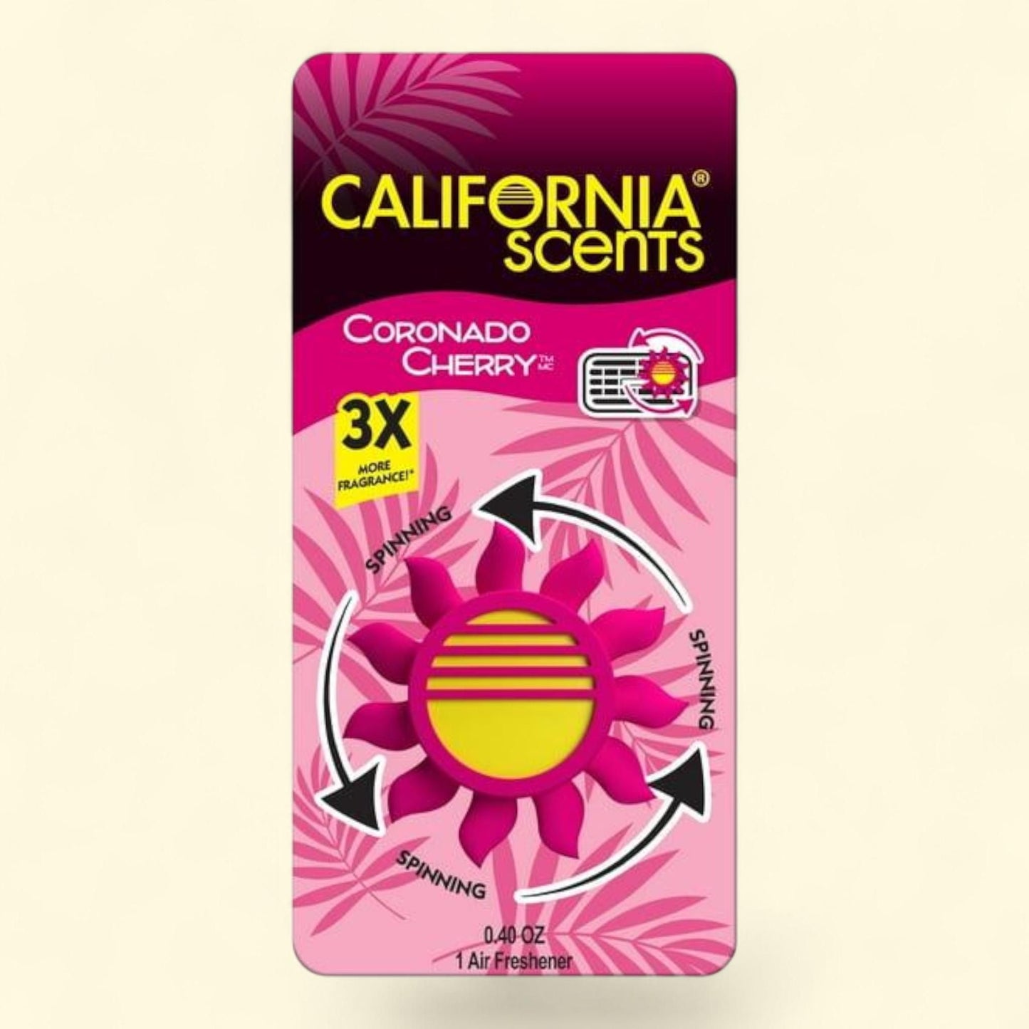 California Scents Sun Spinner Car Air Freshener Vent Clip, Coronado Cherry Scent