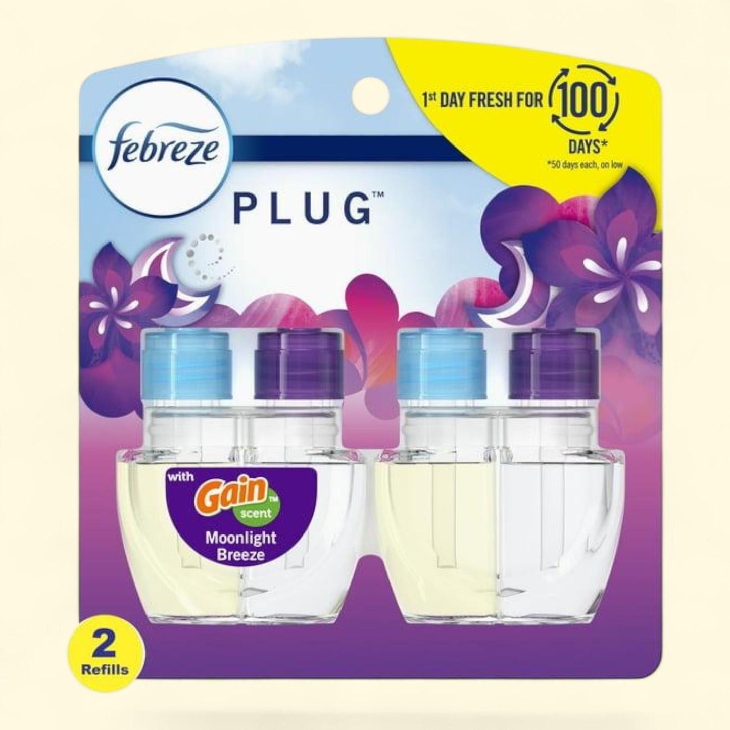 Febreze Plug In Air Freshener, Gain Moonlight Breeze, 2 Refills