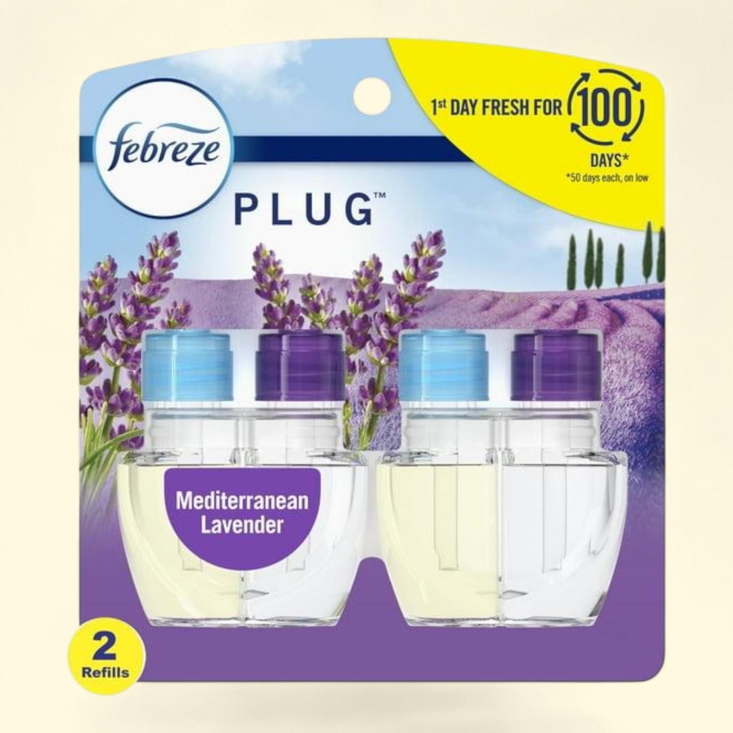 Désodorisant à brancher Febreze, Lavande méditerranéenne, 2 recharges