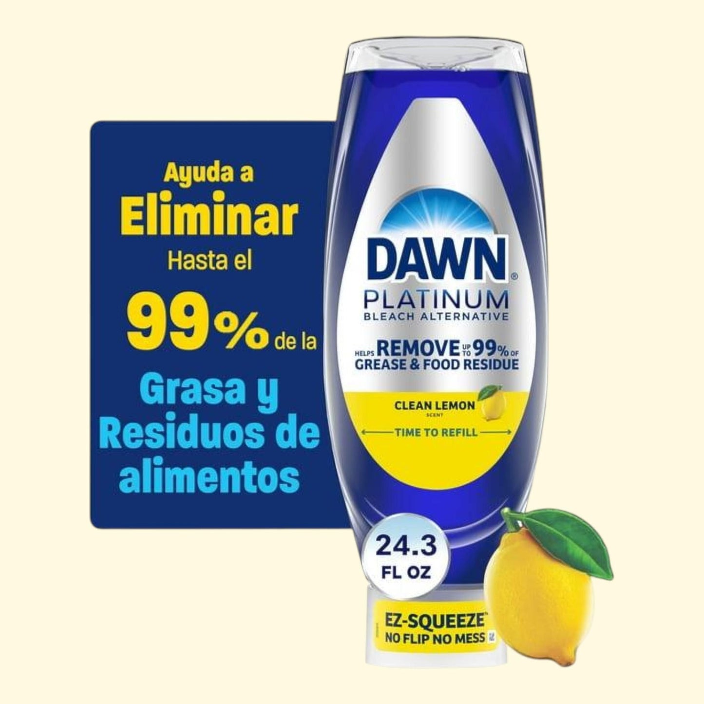 Dawn Platinum Dish Soap, Clean Lemon, 24.3 fl oz