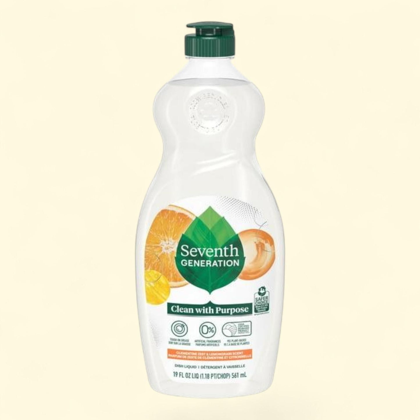 Seventh Generation Dish Soap Liquid, Clementine Zest & Lemongrass, 19 oz